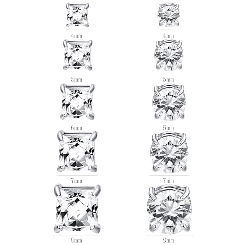 NEWITIN 9 Pairs Magnetic Earrings for Men Clip on Earring Stainless Steel Magnet Earring Unisex Hoop Dangle Cross CZ Studs Non Piercing Magnetic Stud Earrings for Men Women - color: Different Size