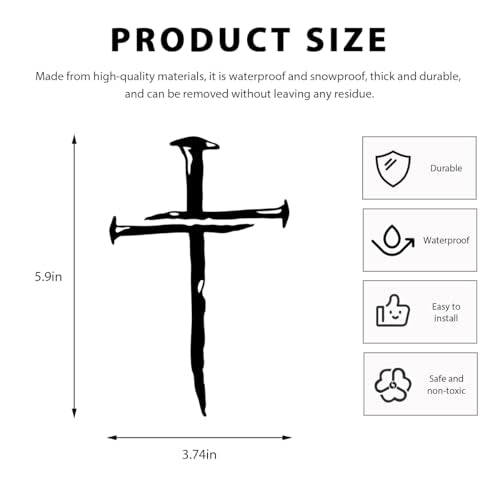 DXNQ Car Cross of Nails Sticker, Bumper Christian Sign Cross with Nails Decal, Removable Waterproof Sticker for Car Truck Window Motorcycle Helmet Laptop, Car Accessories (Black) - color: Black