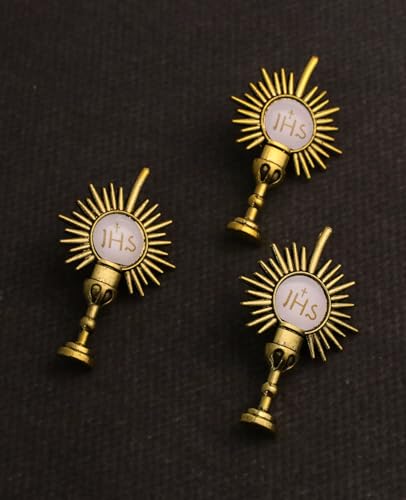 Cottvott Holy Spirit Enamel Dove Lapel Pins/Holy Chalice Pins Catholic Crucifix Jesus Cross Lapel Pins Religious Brooches Women Men Christian Party Favors - color: 5pcs-IHS chalice-gold color