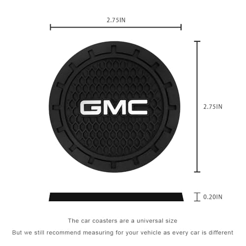 Car Cup Holder Coaster for GMC Recessed Silicone Cupholder Coaster Interior Accessories 2.75IN 2Pack Black - color: Black-myc-09