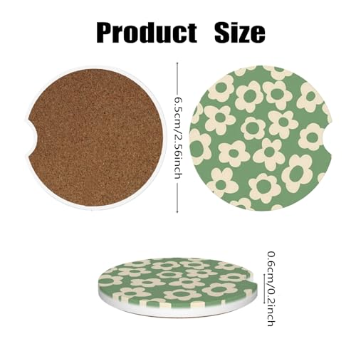 Ceramic Car Cup Coasters 2PCS - Kawaii Flower - color: Kawaii Flower