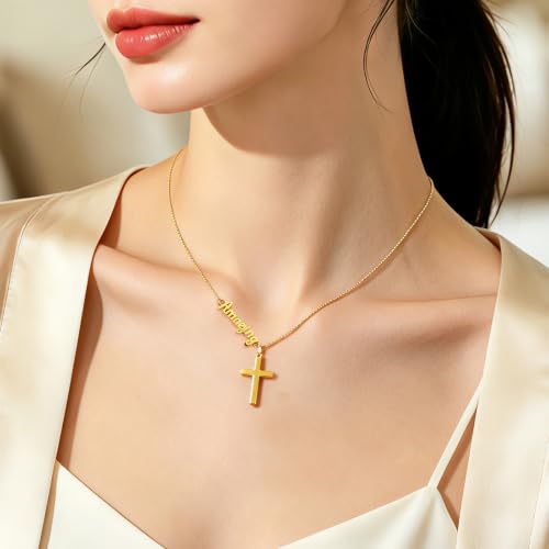 Faith Gold Cross Necklace for Women Christian Religiou Confirmation Jewelry - color: Amazing Gold