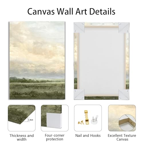 WENGTIAO 3Pcs Abstract Landscape Sage Green Canvas Wall Art Prints 12"x16" - color: Sage Green Landscape, size: 12"x16"x3Pcs