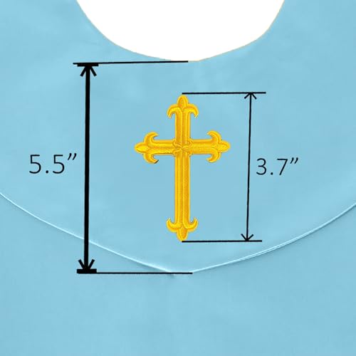 GradPlaza Unisex V Shape Church Choir Stole with Gold or White Embroidery Cross for Adults Church - color: Sky Blue, style: Gpld Cross
