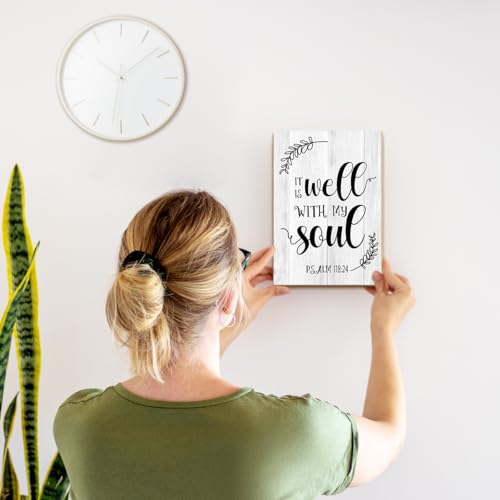 Christian Desk Decor - It Is Well With My Soul, Wood Sign Bible Verses Wall Decor, Religious Gifts Inspirational Gifts For Women Men Prayer, Christian Decor For Home Office Living Room - style: Psalm 118:24