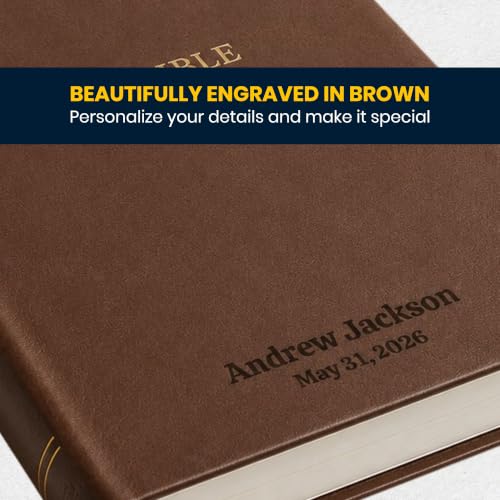 Personalized KJV Large Print Bible for Adults, Name Engraved, Standard Size - color: Brown | Thinline