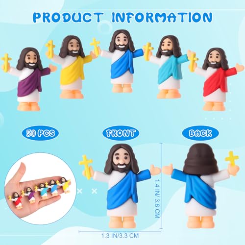 Barydat 50 Pcs Little Jesus Figures Bulk Mini Jesus Figurine Toys