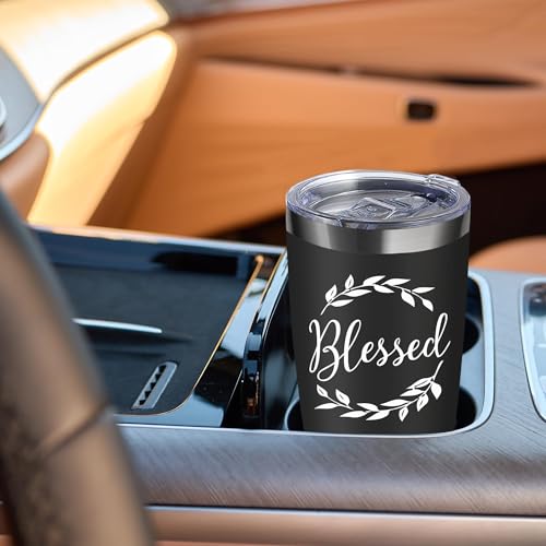 20oz Laurel Wreath Blessed Insulated Stainless Steel Tumbler with Lid - color: white-Black
