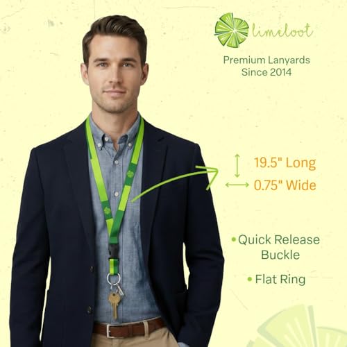 Limeloot Lanyard – Soft Neck Lanyard with Quick Release & Key Ring – ID Badge Holder & Keychain Lanyard for Men & Women - color: Trains