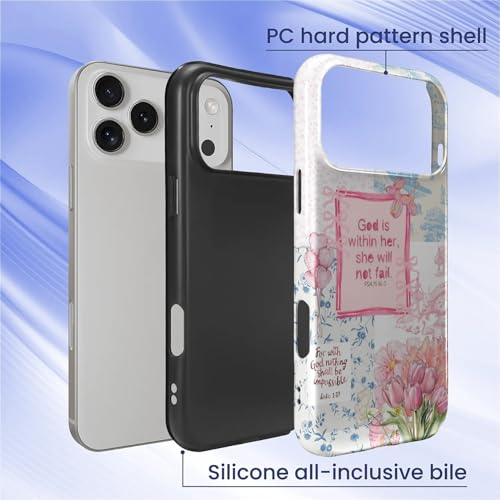 Case for iPhone 17 Pro Max/18 Pro Max,Drop Protection Hybrid 2-Layer Hard Phone Cover-Flower Bible Pattern - color: Flower Bible Pattern, size: iPhone 17 Pro Max/18 Pro Max