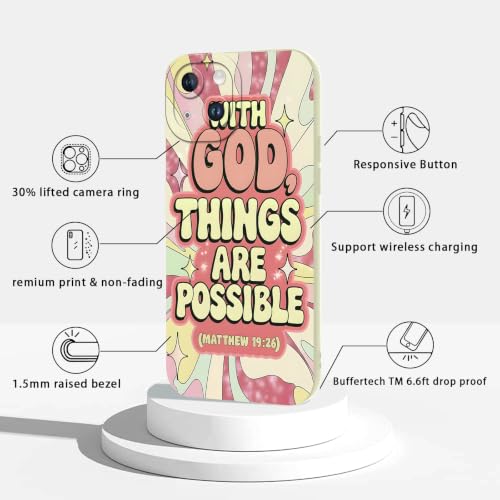 2 Pack Christian Bible Verse Phone Case for iPhone 14 6.1'', InspirationalReligious Protective Cover, Dual Layer Shockproof Faith Based Phone Case, Matthew 19:26 Psalm 46:5 Gift for Teen Girls Women - color: Dusty, size: for iPhone 14