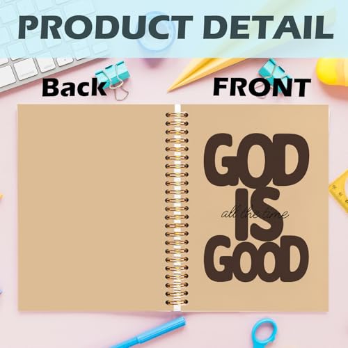 Yhtrg God Is Good Christian Spiral Hardcover Notebook, Tan Chocolate Brown Inspirational Writing Journal, Minimalist Neutral Religious Faith Prayer Notebook for Bible Study Daily Journaling, 5.5x8.3 - color: Tan Chocolate