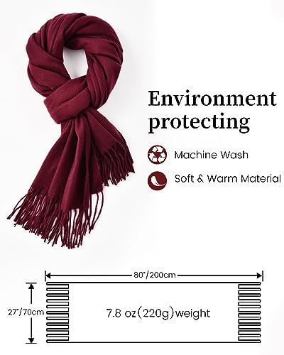 Winter Scarf for Women Scarves Shawls Wraps Accessories Blanket Scarf - color: Burgundy