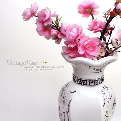 White Ceramic Flower Vase, 12-Inch Modern Decorative Vase - style: 30cm white