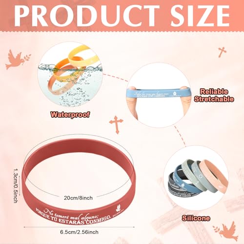 HyDren 120 Pcs Spanish Bible Verse Bracelets Christian Gift bulk - color: Bright Colors, style: Spanish