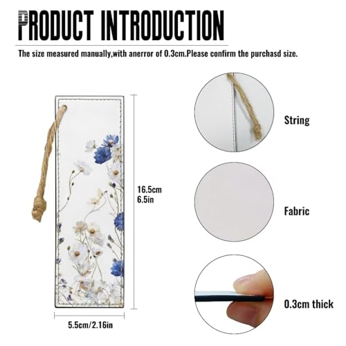 Leather Bible Cover Case Bible Case for Girls and Women Bible Bags with Leather Bookmark (Set of 1),Blue Flowers and White Fowers,Small - color: Blue Flowers and White Fowers, size: Small