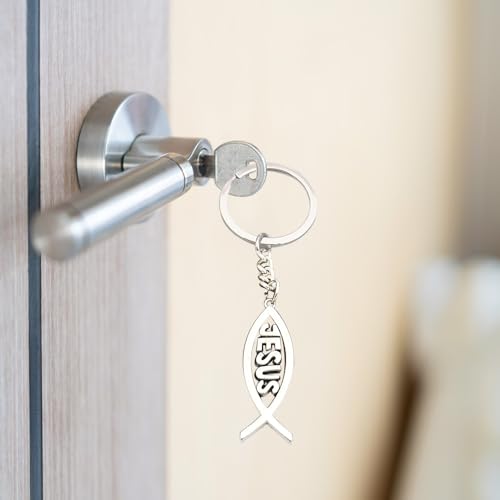 iMagitek 40 Pack Jesus Fish Keychains Christian Keychains Baptism Favors Bible Verse Keyrings Jesus Gifts for Women Men Family Reunion Favors