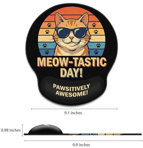 Britimes Ergonomic Mouse Pad with Wrist Support, Cat Vintage - color: Orange Cat Black