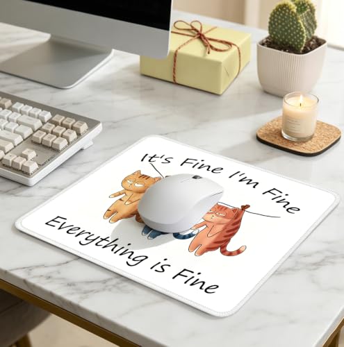 Funny Lazy Hanging Cat Computer Mousepad, Cat Mom Birthday Gift - color: White Funny Inspirational-17