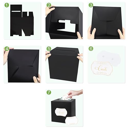 Black Card Box for Party with 2 Cards, 8.7", 1 Pack - color: Black Card Box