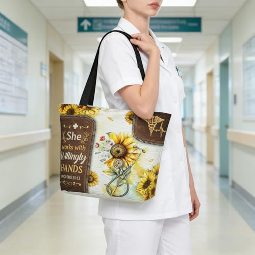 Bible Tote Bags for Women Church Shoulder Bags with zipper Aeathetic Christian Religious Gifts for Women - color: Nurse 02