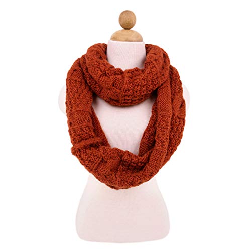 TrendsBlue Premium Winter Thick Infinity Twist Cable Knit Scarf - Diff Colors Avail. - color: Rust