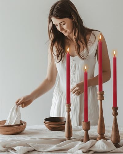 Burgundy Taper Candles Red Ribbed Dripless Tapered Candles Ideal as Dinner Candle Smokeless and Unscented Candle Sticks Long Burning,10.5 inch,Set of 12 - color: Ribbed10.5''-Burgundy