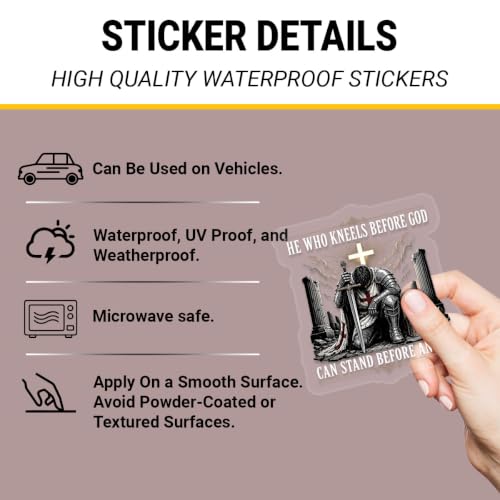 2PCS Knight Prayer UV DTF Sticker, Faith Warrior Car Window Decal 10in - color: He Who Kneels 2