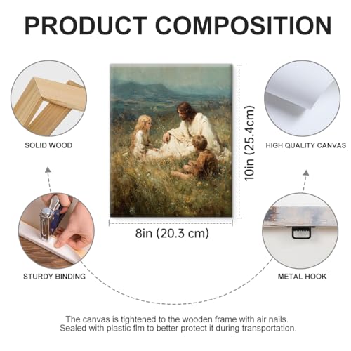 Christian Jesus Wall Art Print - Religious Jesus Canvas Picture Painting Landscape Wall Decor for Home Farmhouse Prayer Room 8x10 Framed - color: color-E