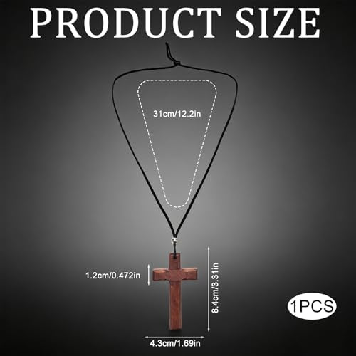 Wooden Cross for Car Mirror Hanging - Christian Vehicle Ornament with Wood Design, Cross Car Charm Hanging Accessory, Road Trip Travel Gifts for Men and Women (1)