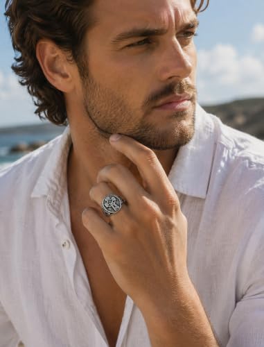 Men's Stainless Steel Celtic Cross Ring - color: Silver