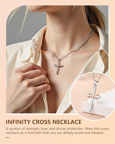 Infinity Cross Necklace for Women, Easter Mothers Day Confirmation Gifts - style: God says you are beautiful...