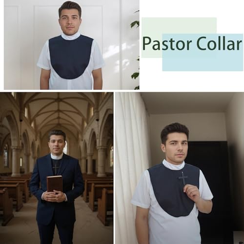 2pcs Clergy Priest Collar Unisex Clerical Dickey Bib Men Women Black Pastor Collar for Clergy Shirt, One Size