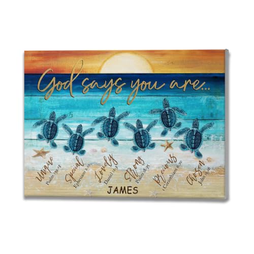 Ipplee Personalized God Says You Are Sea Turtle Canvas With Name - color: Design01