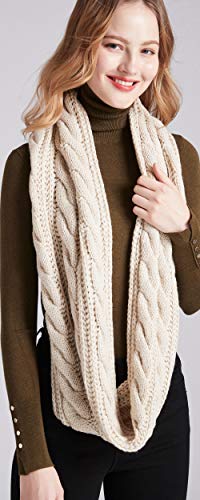 NEOSAN Womens Thick Ribbed Knit Winter Infinity Circle Loop Scarf - color: Twist Khaki