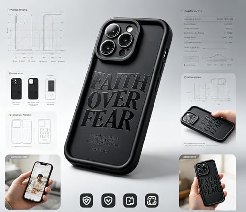 Bible Phone Case Faith Over Fear Christian Bible Verse Psalms 118:6- TPU Frame Full-Body Protective Cover for iPhone 17/16/15/14/13 Pro Max, Pro, Plus - IP 14 Plus Black - color: Black, size: iPhone 14 Plus