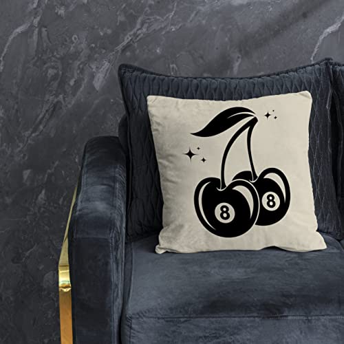 Nogrit Cherry Pillow Decor Downtown Girl Downtown Girl Room Decor 8 Ball Cherry Funky Throw Pillow Covers 18x18, Y2K Room Decor Aesthetic,Room Decor, College Dorm Decor, Trendy Home Decor - color: Black Cherry 8