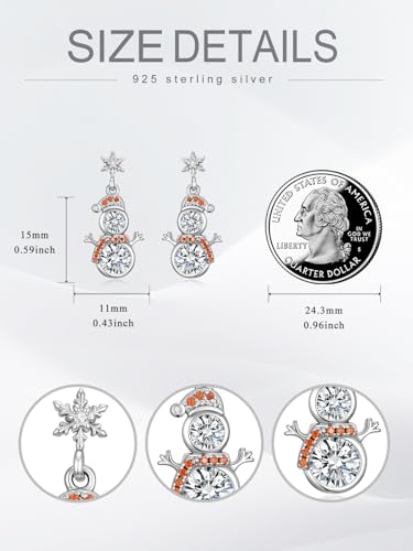 Dorunmo 925 Sterling Silver Dangle Drop Earrings for Women Holiday Earrings Hypoallergenic Halloween Christmas Jewelry Festival Gifts for Women - style: Christmas-Snowman-02