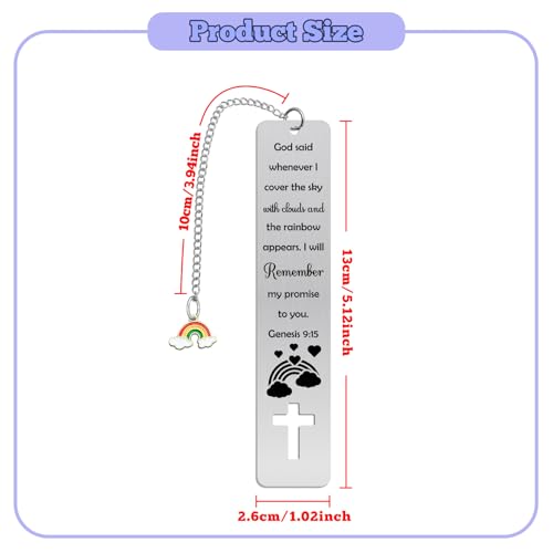 Bible Verse Bookmark Baptism Gifts for Girls Boys Christian Bookmark for Teens Women First Communion Gifts for Girls Christian Accessories Religious Book Marks for Reading Women Book Lovers Readers - color: Rainbow Bible Verse Metal Bookmark 01