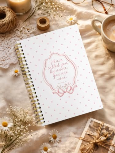 Pink Bow Polka Dot Christian Notebook Journal for Women 5.5x8.3 - color: ISAIAH 43:1