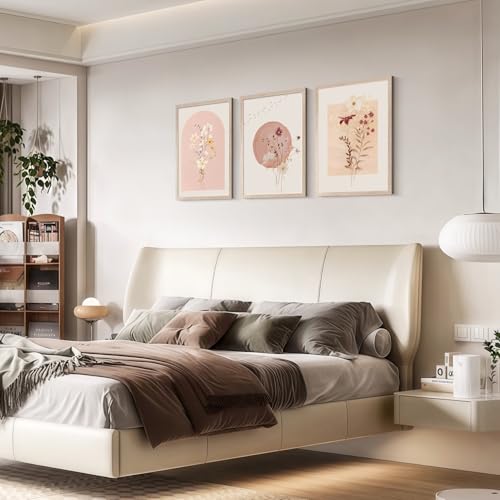 MochaMilly 3Pcs Framed Watercolor Flower Wall Art Wildflower Floral Wall Decor Pictures Botanical Canvas Wall Art Vintage Prints Boho Flower Painting Minimalist Floral Poster for Room Bedroom 24”x16” - color: Botanical Prints, size: 24"x16"