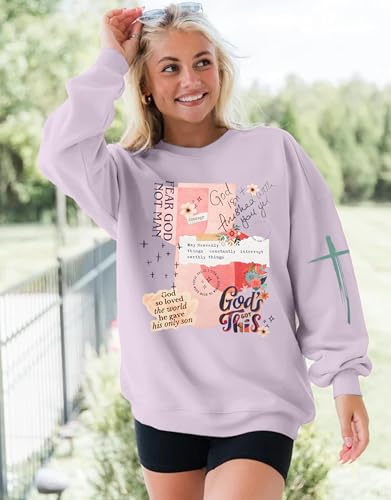 LOTUCY Christian Sweatshirt Women Love Like Jesus Shirt Faith Religious Saying Inspirational Casual lightweight Pullover - color: Purple, size: Small