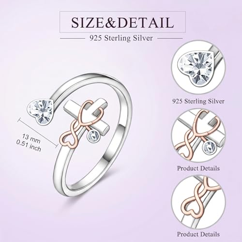 Dorunmo Adjustable Open Rings 925 Sterling Silver Cute Animal Rings for Women Vintage Jewelry Gifts - style: Stethoscope