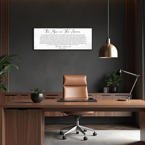 Inspirational Canvas Wall Art: The Man in The Arena Wall Art Prints Framed Motivational Posters 40''×15'',Positive Quotes Office Pictures Wall Decor, Inspirational Gifts for Men Bedroom Decor - color: The Man In The Arena, size: 40"×15"