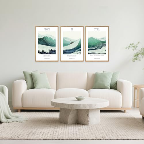 IARTTOP Peace Be Still Bible Verse Wall Art Jesus Calms Storm Wall Decor - color: Scripture Ocean Waves Canvas Wall Art, size: 24"L x 36"W