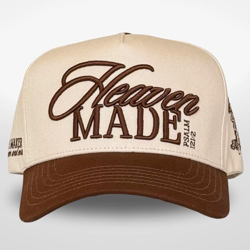 Vintage Faith & Forever Trucker Hat | Men & Women | Christian Cross Jesus Hats | Bachelorette Bride Hat | Cotton | Snapback - color: Heaven Made | Brown