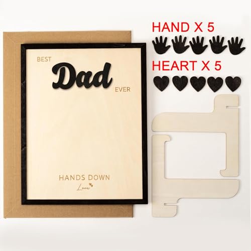 Personalized Fathers Day Crafts for Kids, Handmade Best Dad Ever Sign with Kids Handprint Art, Custom Ink Name, DIY Craft Kit for Father's Day, Meaningful Gift from Wife & Children, Unique Birthday Gift Idea for Dad - color: Dad Handprint