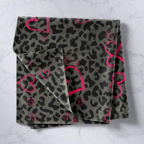 Erosebridal Grey Black Leopard Tapestry 71x92,Pink Love Hearts Tapestry For Bedroom Aesthetic,African Cheetah Print Tapestries,Farmhouse Rustic Wall Hanging - color: Black Grey Pink, size: 92.5"L x 70.9"W