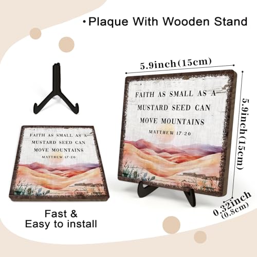 Bible Verse Sign,Christian Wooden Sign Desk Decor,Positive Home Decor Plaque,Motivational Scripture Gift,I Can Do All Things Through Christ Who Streng Thens Me 5.9x5.9inch(MATTHEW 17:20) - color: MATTHEW 17:20, size: 5.9 inches x 5.9 inches