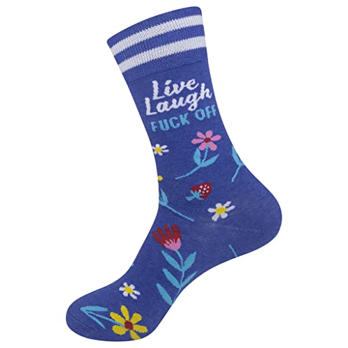 FUNATIC Socks with Funny and Profane Sayings, Sarcastic Gift for Men Women - color: Live, Laugh, F Off